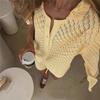 Knitted Crocheted Suit Skirt Multicolor Cardigan Buckle Skirt All-match Suit Beach Bikini Blouse Summer