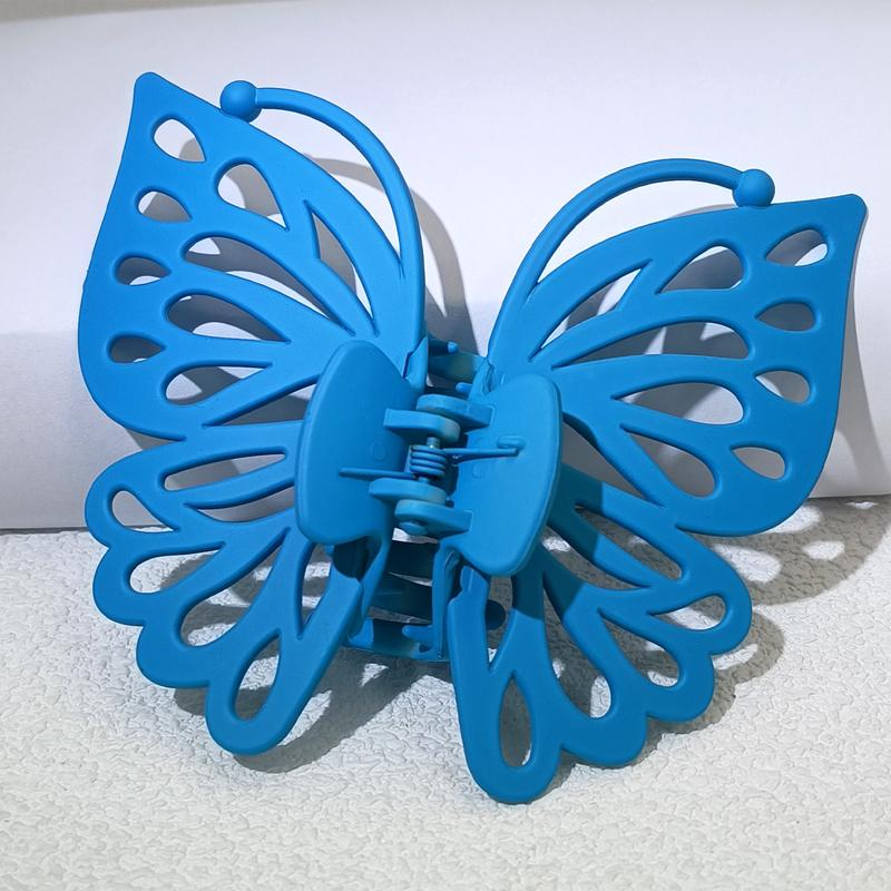 9cm Sweet Women Girl Young Fashion Gift Back Head Clip Hairpin Candy Color Single Layer Hollow Wing Antennae Butterfly Hair Claw