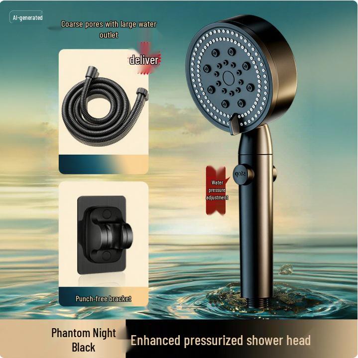High-Pressure Shower Head with One-Button Water Stop & Filtration