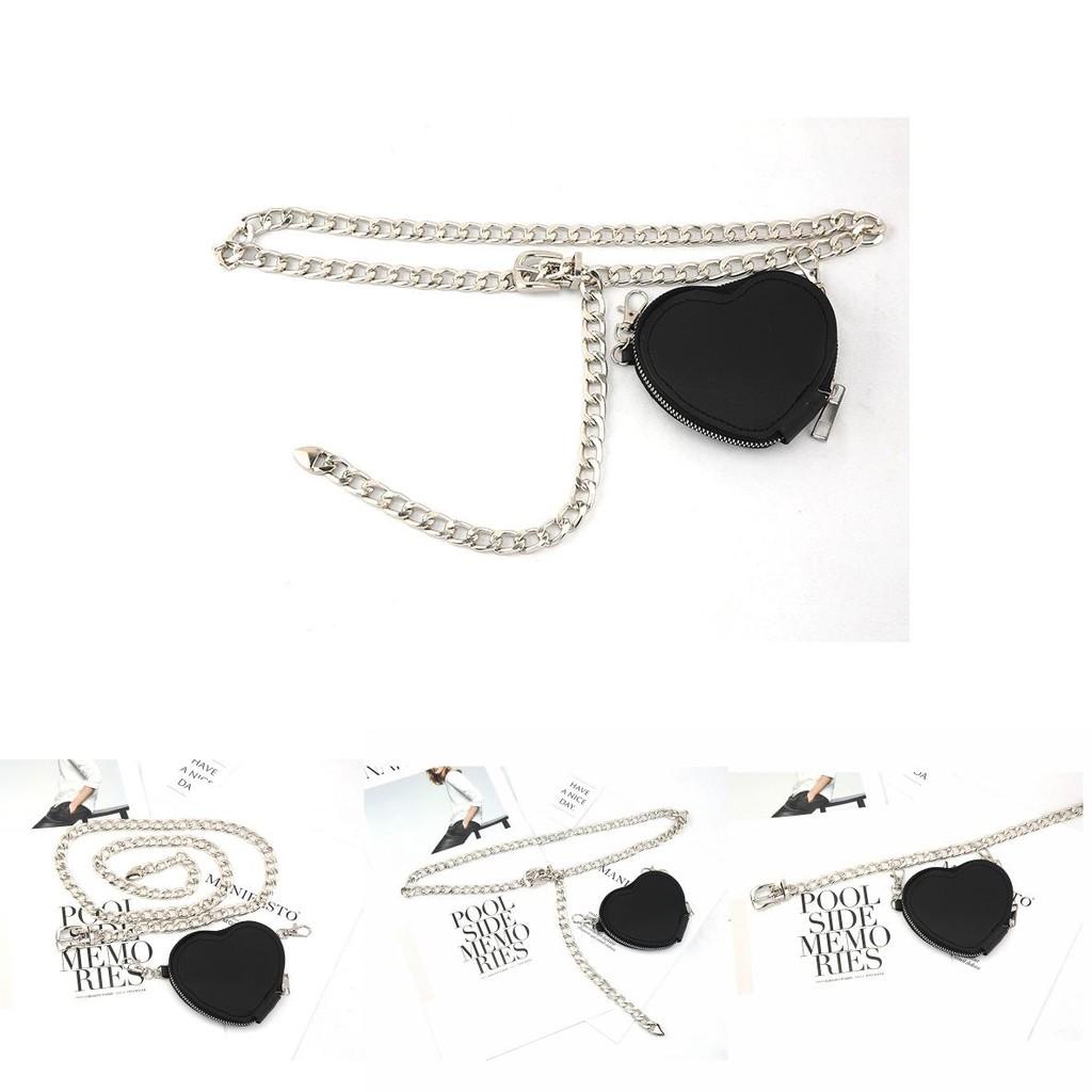 Fashion Metal Women Waist Chain With Detachable Heart Shaped Bag Pendant For Street Style Accessories