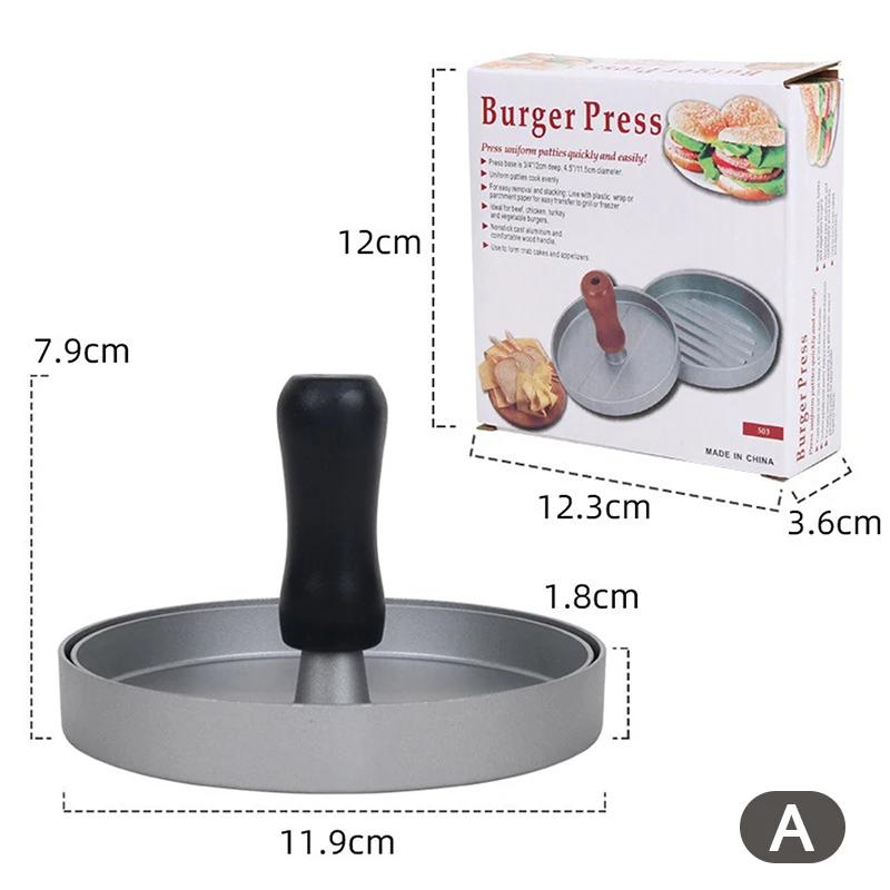 Högkvalitativ rund hamburgarform aluminiumlegering hamburgarkött nötkött BBQ burgarköttpress köksmatform