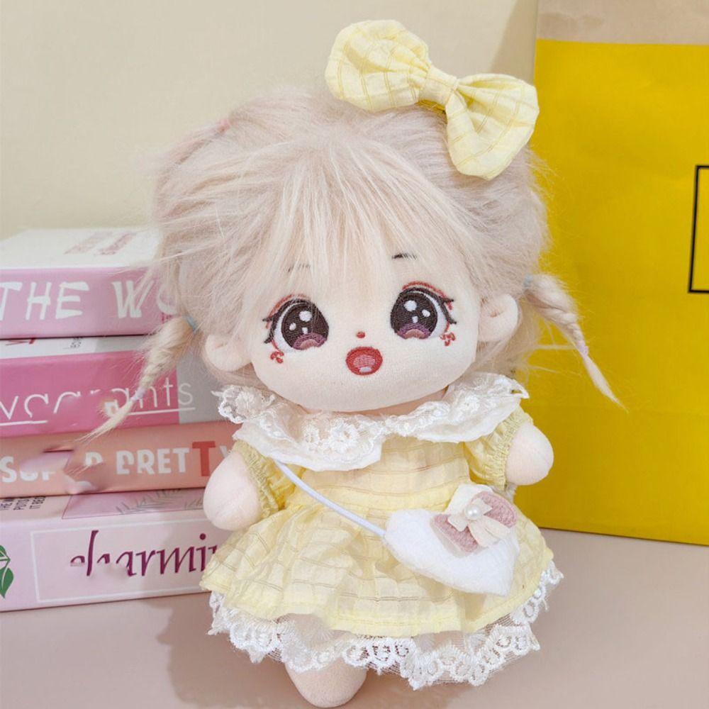 Cute Princess Dress Bow Hair Accessories Printing Clothes  20cm Cotton Doll/EXO Idol Dolls
