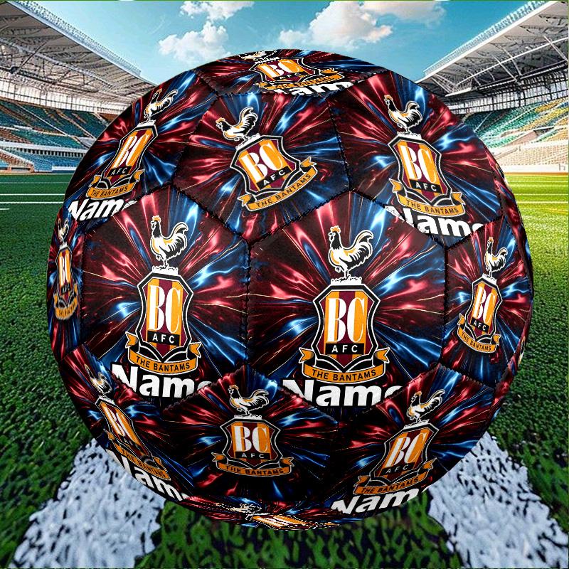 Custom Name Personalized Bradford City AFC Print Size 5 Soccer Ball Training & Match Football, for Team, Kicking, Gift for Football