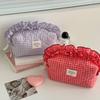 Cotton Makeup Bag With Lace Trim For Travel And Daily Use Ladies Organizer