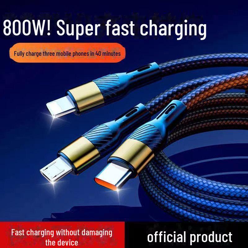 200W Superrychlý nabíjecí kabel tři v jednom pro Apple 15, Huawei, OPPO, Honor