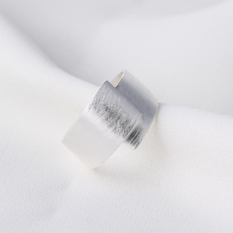 Minimalist Brushed Korean Style Open Index Finger S925 Sterling Silver Ring for Women