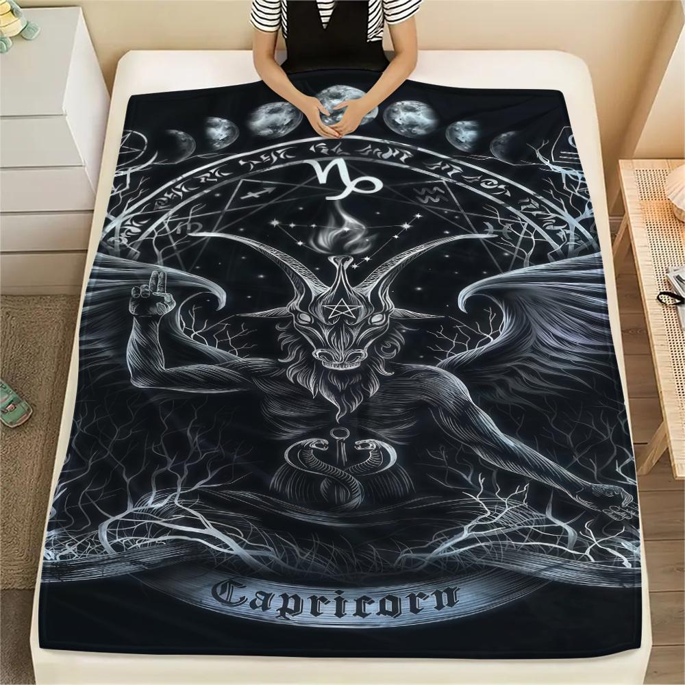 1 ks Flanelová deka s potiskem symbolu Satana, Vysoká kvalita, Pro všechna roční období, Domácí dekorace, Teplo a pohodlí, Perfektní pro vánoční dárky