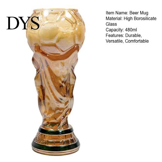 Party Beer Glass Trophy Glass, 480ml Football Cup, Champion Shaped Mug Soccer Gift for Lovers Large Capacity