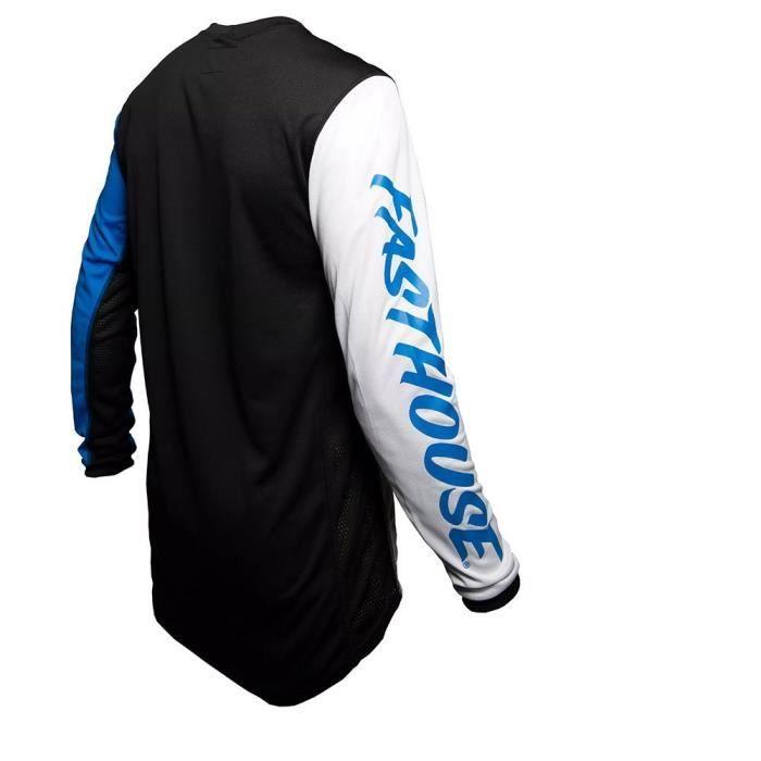 Maillot VTT - FASTHOUSE - Worx 68 - Blanc Bleu Rouge - Manches Courtes - Respirant