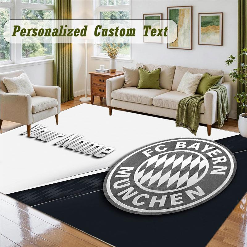 Crystal Velvet Square Rug Custom NameBayern Munich Pattern Non Slip Home Floor Decor Rug