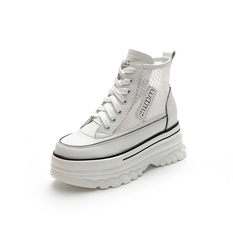 Thick-soled hollow white shoes summer new women's shoes breathable and lightweight casual shoes heightening sports women's shoes