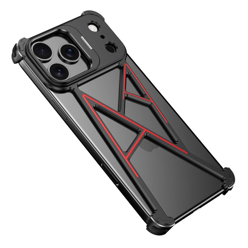 For iPhone 17 Pro Max Bumper Case Four Corner Airbag Kickstand Boardless A-Shape Metal Phone Cover