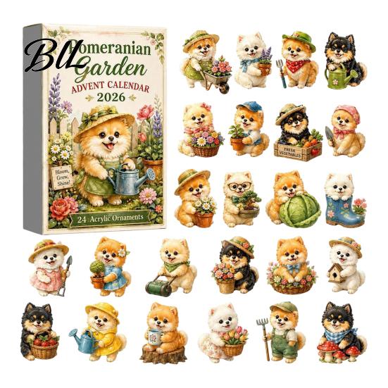 Dog Ornaments Advent Calendars 2026, Cute 24 Days Christmas Countdown Decorative Hanging Calendar, 2D Acrylic Collectible Figures for Lovers,