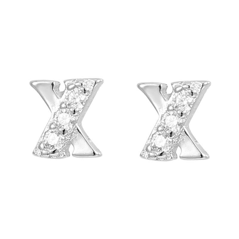 Pendientes de Diamantes con Letra Personalizada de Plata de Ley S925 Banyan Tree - Pendientes Individuales para Cartílago para Hombre y Mujer