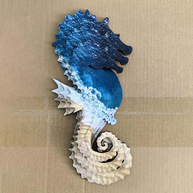 Seahorse Wall Art 3Pcs Beach Decorations Farmhouse Decor Beach Theme Decoration For Bathroom Indoor Outdoor Wall Decor