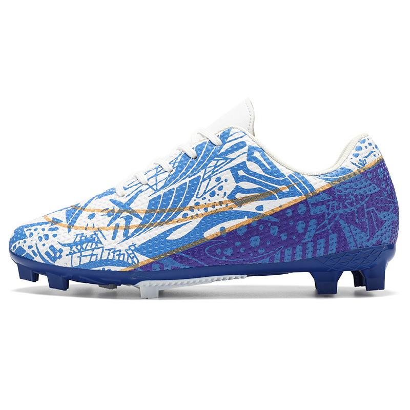 Football Shoes Low Top Blue and White Porcelain Spikes Youth Professional Training Shoes Large Size Sports Shoes
