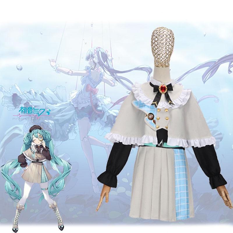 Miku Cosplay Hatsune Costume Set Poncho Role Play Gorgeous Skirt Halloween Party