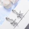 Lindon Trendy silverring  Earrings with Five petal flower Shape Zircon Gemstone Drop Earrings for Women Wedding Jewelry Gift