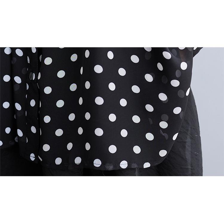 Bequemes Chiffon-Shirt mit Punkten für Damen im Frühsommer, Langarmshirt, modische Damenbekleidung