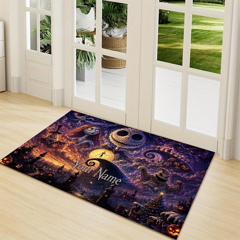 Custom Nightmare Before Christmas Carpet Rug Soft Washable Anti Slip Home Living Room Sofa Mats Personalized Christmas Rug