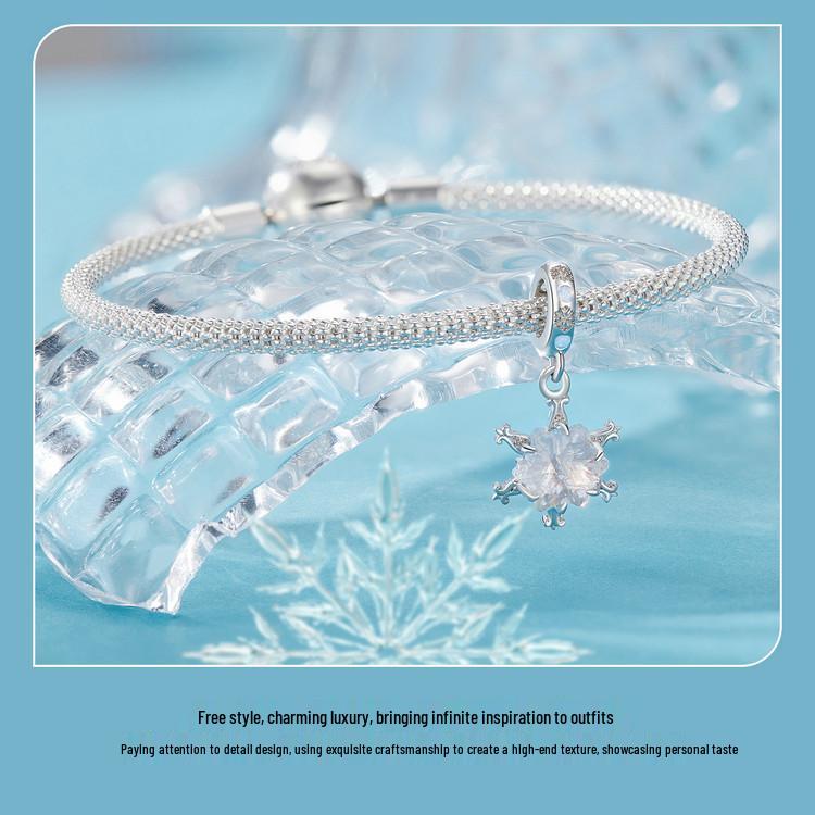 Avle Original Snowflake DIY Pendant: S925 Sterling Silver-Plated Beads Jewelry for Women