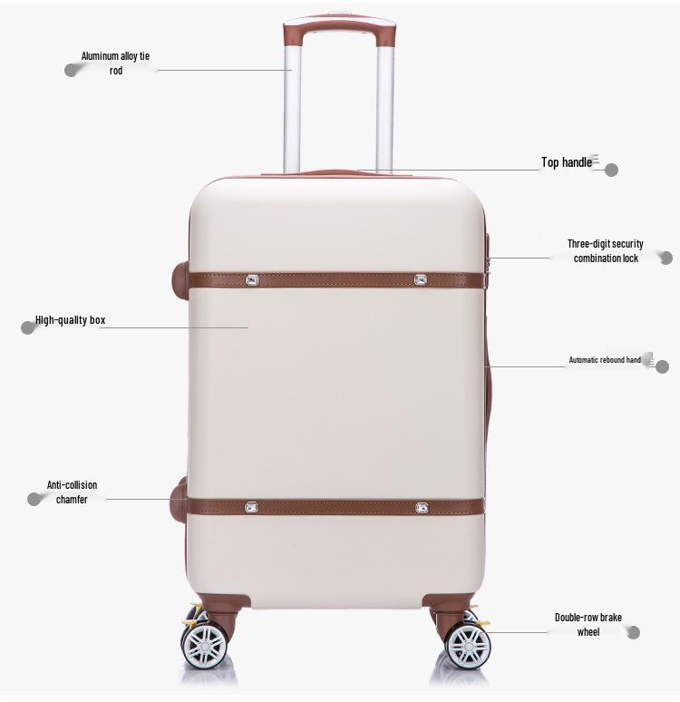 Retro Large Capacity Suitcase with Universal Wheels, Trolley Cabin Luggage for Men and Women