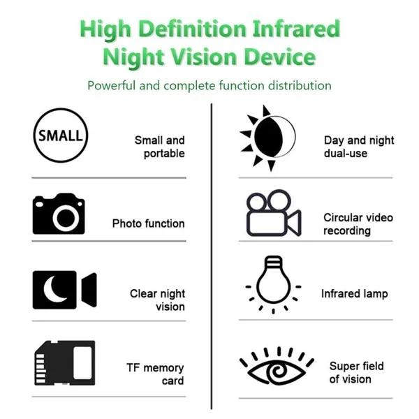 1080P HD Monocular Night Vision Device Infrared 5x Digital Zoom Hunting Telescope Outdoor Day Night Dual Use Full Dark 300m Can Take Photos and Videos