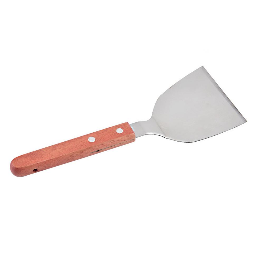 Grill Scraper and Spatula Combined Tool with Stainless Steel Blade and Solid Wood Handle for Multi Task Cooking