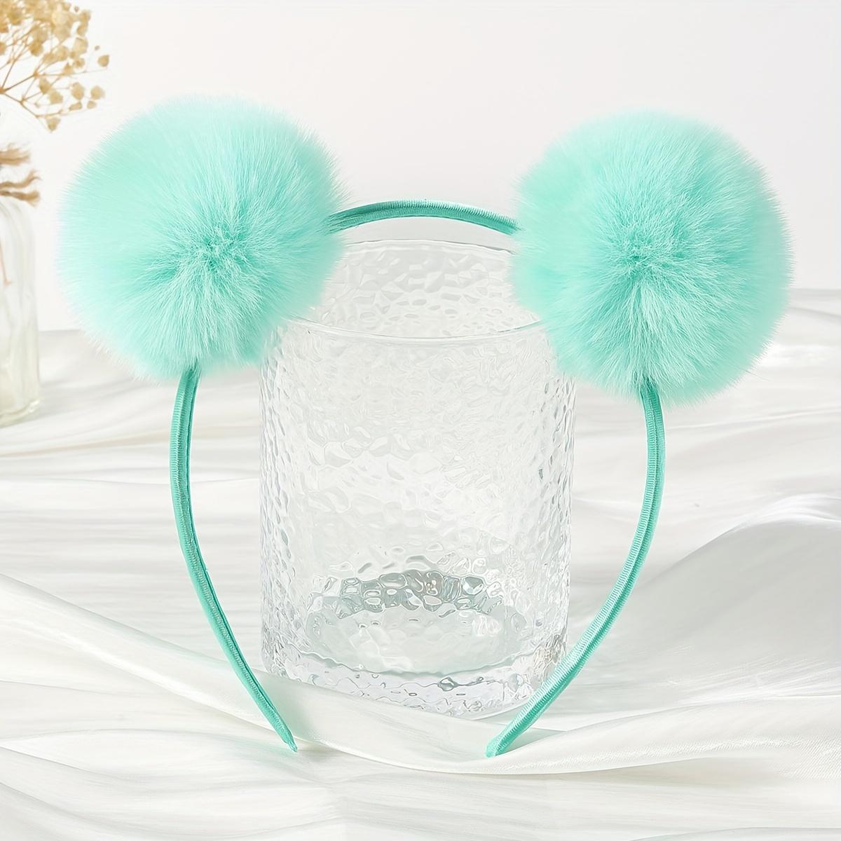 

Novel And Cute Candy Colored Pom-Pom Headbands, Faux Rabbit Plush Hair Accessories for Festive Outfits. м ята зелений колір