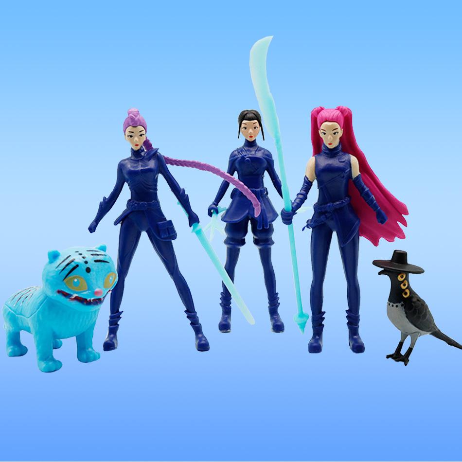 5Pcs/Set Anime Kpop Demon Hunters Figure K-Pop Demon Hunters Rumi Mira Zoey Tiger Figurine Toy Desk Decor Statues Ornament Kid