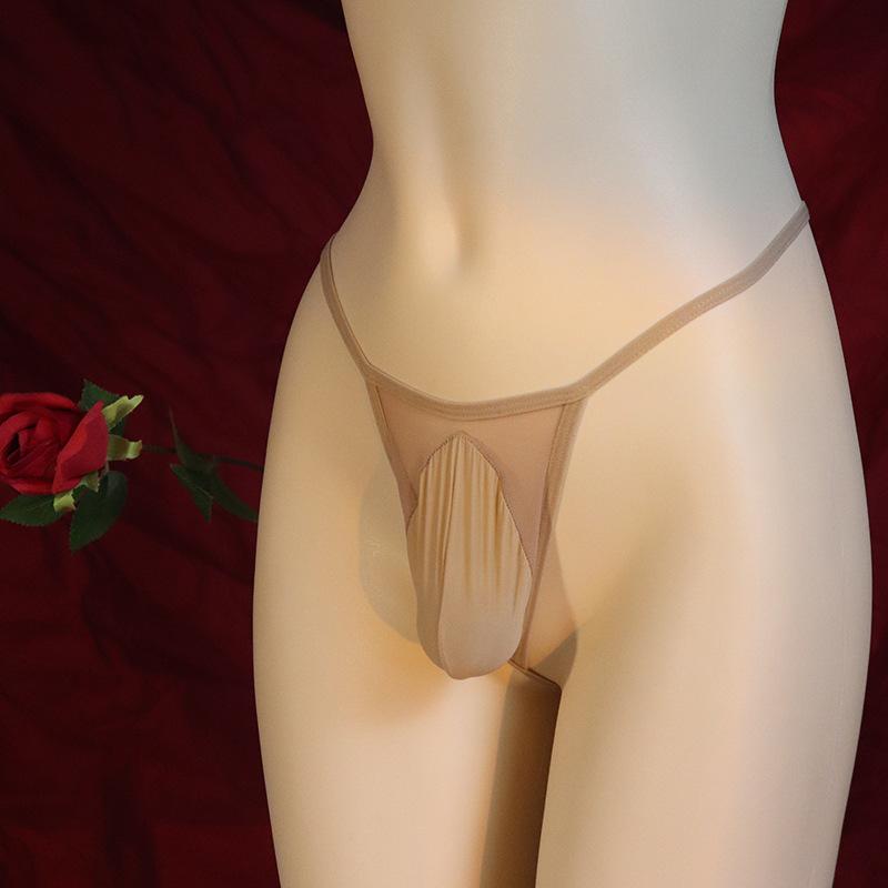 Large Size Sissy Pouch Panties Men Sexy Leopard Mini Thong Mesh Sheer Bikini Bullet Separation Penis Sleeve Lingerie G-String