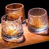 Whiskey Glasses Rotating Cups 2pcs Tumbler Men Drinking Cocktail Wine Rum Glass