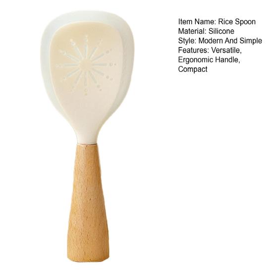 Silicone Rice Spoon for Cooker Ergonomic Handle Spoon Scratch-Resistant Non-Stick Essential Kitchen Utensil for Serving Mixing
