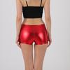 Summer Women Shorts High Waist Glossy Suraface Bronzing Slim Fit Pure Color Elastic Super Short Pants Club Dance Performance Mini Shorts