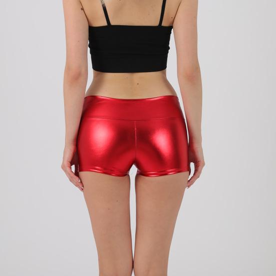 Summer Women Shorts High Waist Glossy Suraface Bronzing Slim Fit Pure Color Elastic Super Short Pants Club Dance Performance Mini Shorts
