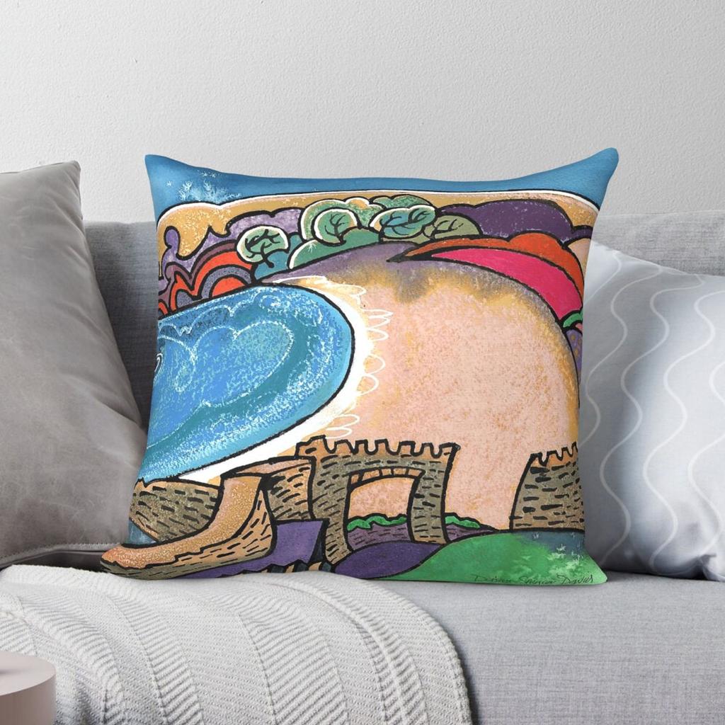 Barafundle Bay Beach Square Pillowcase Polyester Linen Velvet Pattern Zip Decorative Sofa Seater Cushion Cover X