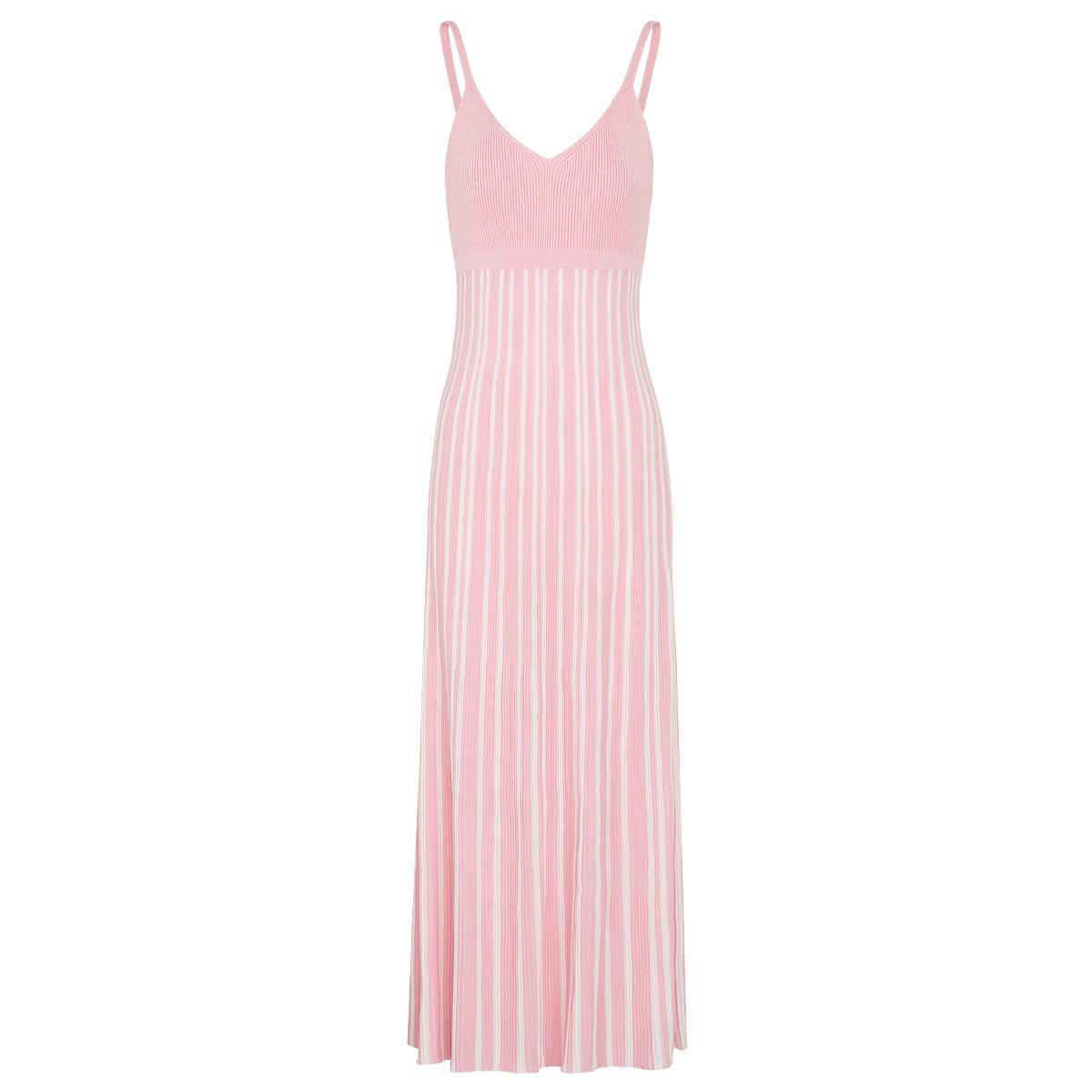 Spot women s summer new high-quality fashion slim-fit vertical striped multi-color sleeveless suspender dress 26150 S