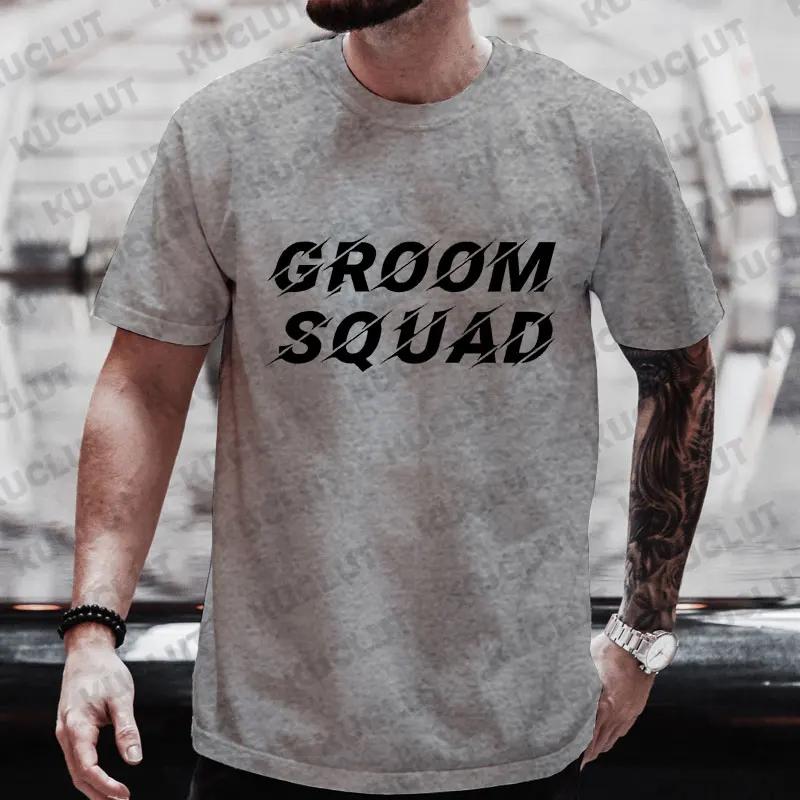 Groom Squad T Shirt Male Bachelor Stag Party T-shirt Best Man Tees Team Groom Wedding Clothes Tshirts Graphic Groomsman EVG Tops