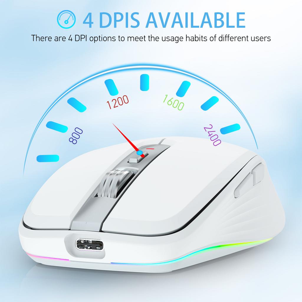 2.4G Dual-mode Bluetooth 5.1 Wireless Mouse ABS Mute Computer MOUSE2400dpi