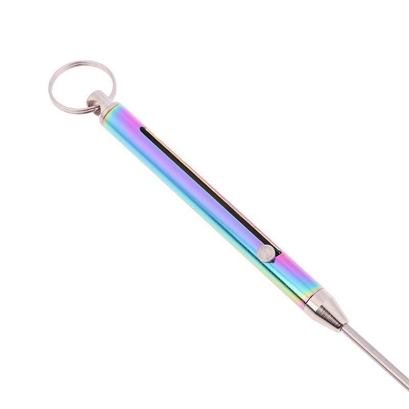1Pcs Titanium Alloy Telescopic Toothpick Keychain Pendant Gift Fruit Fork Camping Toothpick Holder Unpacking Tool