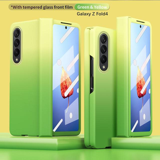 Pro Samsung Galaxy Z Fold 4 pantové pouzdro na telefon Fold2 Fold3 Fold4 Case Gradient Ultra Slim Anti-Drop Cover with Tempered Glass Film