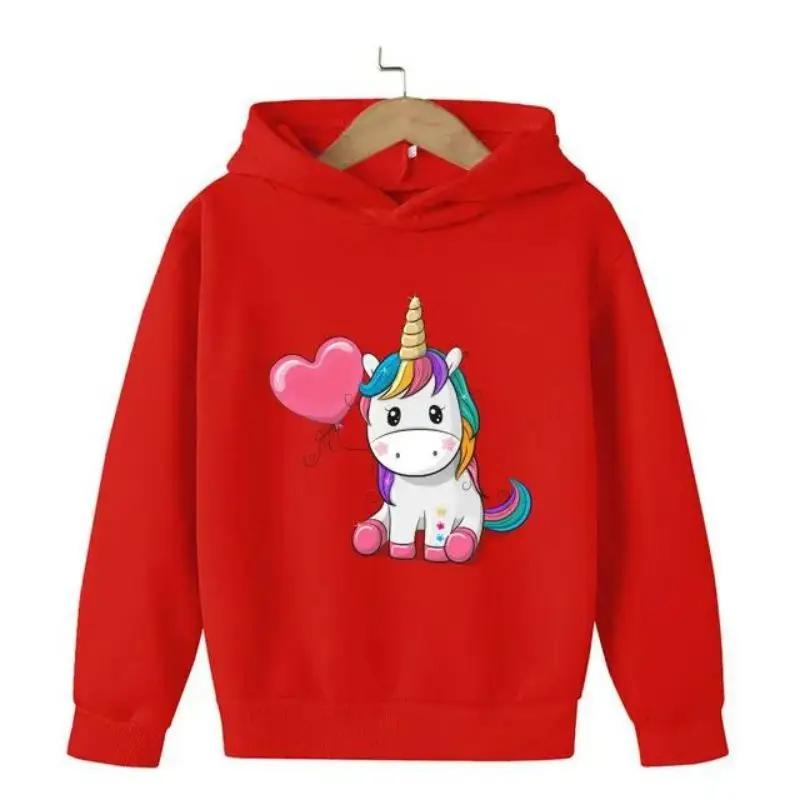 Children Unicorn Cartoon Hoodie Clothing Boys Girls Tops 3-12 Years Cute Printing Hoodie Spring Autumn Kid Pullover Sweatshirt