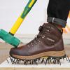 Rubber Soles Non-slip Work Boots for Men Rotating Button Safety Shoes Steel Toe Sneaker Male Puncture Proof Protective Boots