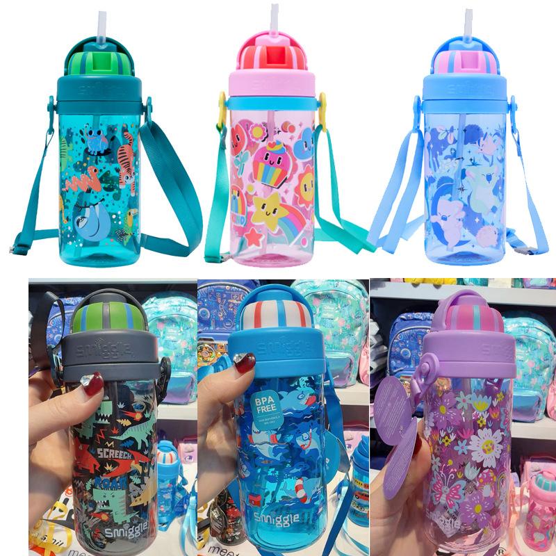Smiggle Australia Kids Cartoon Straw Bottle Hydration Sports Water Bottle Portable Crossbody Sling Medium