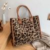 Winter Leopard Print Plush Underarm Bag Women PU Leather Soft Fluffy Shoulder Tote Handbag