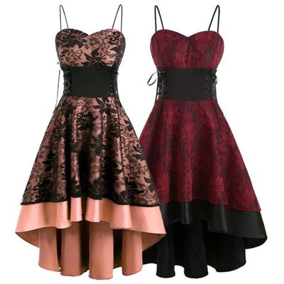 Vintage Dress Medieval High Waist Lace Hollow Out Evening Dress for Prom