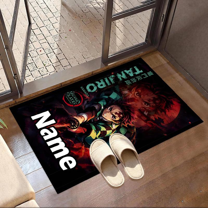 Custom Name Personalized Demon Slayer Print Carpet, Versatile Home Decor Rug, for Playroom, Apartment, Balcony, Entryway, Hallway Gift