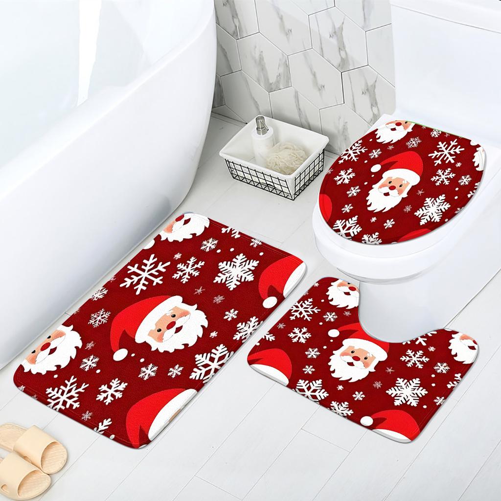 A Snowflake Christmas Style Toilet Mat Can Be Purchased Individually Or Assembled As A Set For Bathroom Carpets