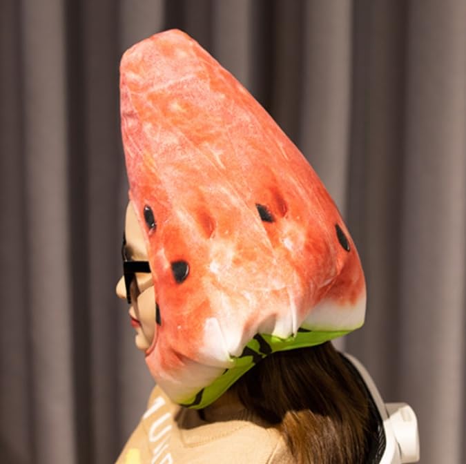 [DOKiDOKi] Watermelon Hat Cosplay [Cute] Transformation Headgear Kigurumi Headwear Fluffy Cute Halloween Fruit Watermelon Suika