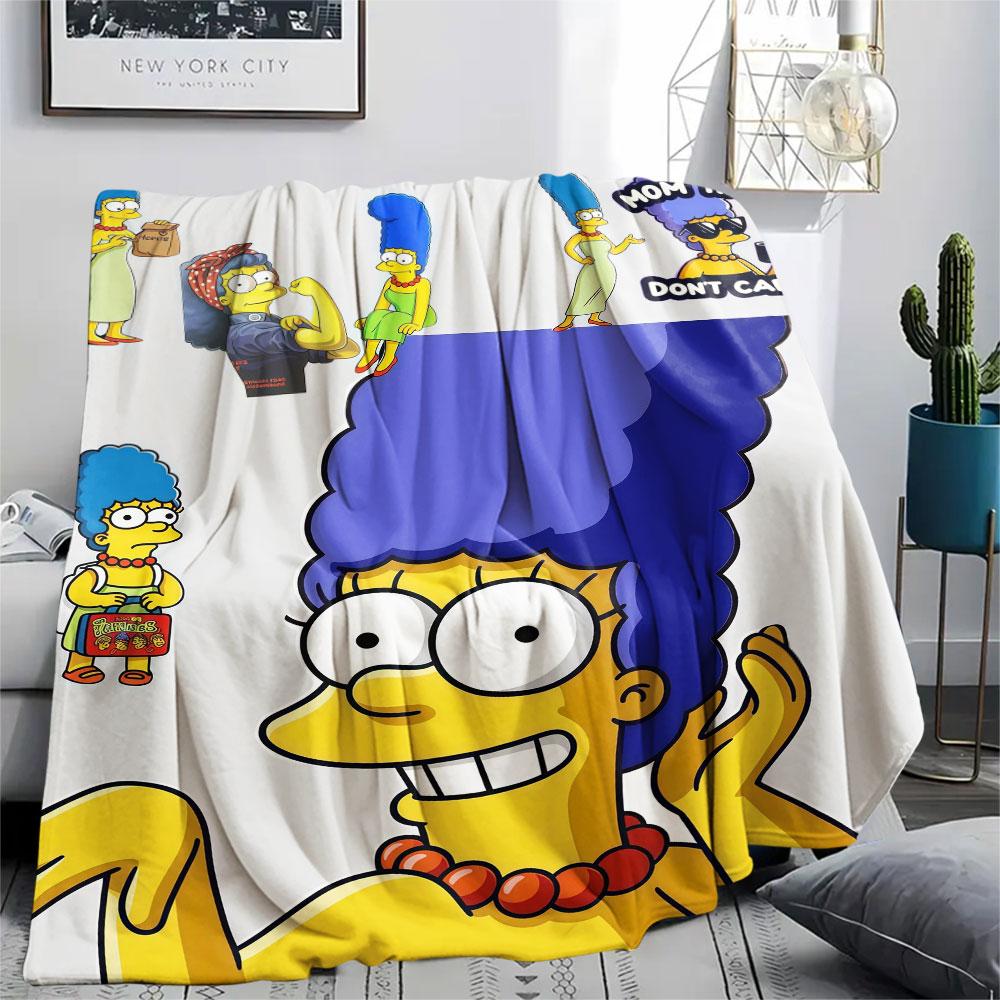 Marge Simpson Art Printed Flannel Blanket, soft throw for bedroom sofa, washable, fan merchandise, great gift.